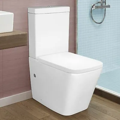 £174.99 • Buy Bathroom Square Rimless Close Coupled Pan, Cistern Toilet Seat