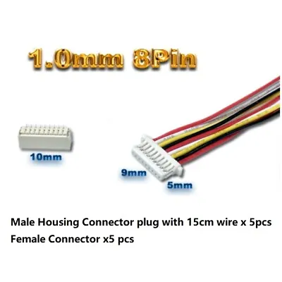 £3.35 • Buy 5sets Micro JST SH 1.0mm 2/3/4/5/6/7-Pin Female Connector W/ Wire&Male Connector