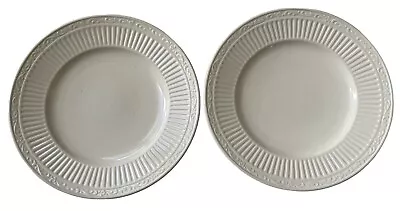 Mikasa ITALIAN COUNTRYSIDE Salad Plates Cream Ribbed Scrolls Stoneware -Set 2 • $18