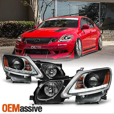 Fits 2006-2011 Lexus GS300 GS350 Xenon HID Type LED Strip W/DRL Black Headlights • $422.99