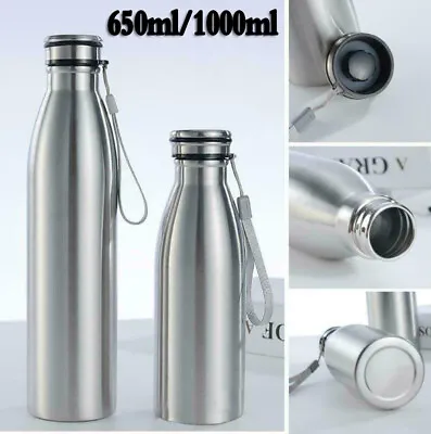 $12.97 • Buy Stainless Steel Bicycle Water Bottle Single Walled Vacuum Insulated Metal Flask