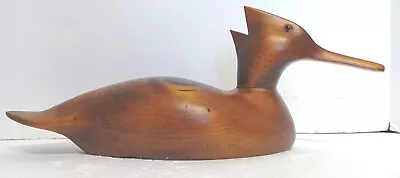 Antique DUCK DECOY HAND CARVED WOODEN DECOY  DUCK 20TH CENTURY GLASS EYES • $79