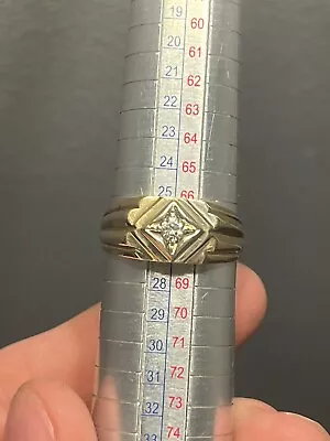 14K Yellow Gold Diamond Mens Statement Ring .15 Carat Size 12 5 GRAMS! • $449