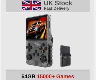 R36S Retro Handheld Game Console Black 64GB 15000+ Games - UK STOCK ✅ • £54.55