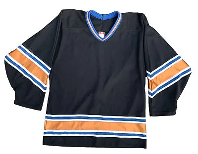 Vintage Maska Air Knit Hockey Jersey Men’s Size Small Black Orange Blank Canada • $23.95