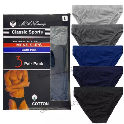 3 Pack Mens Classic Sports Soft Cotton Underwear Ribbed Slips Briefs Pants S-XXL • £5.99