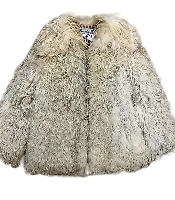 Vintage Mongolian Shaggy Lamb Fur 1970s Shag With Large Collar • $295