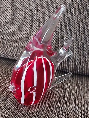 Vintage Hand Blown Art Glass Red Tropical Angel Fish Paperweight - Murano Style • $18.50