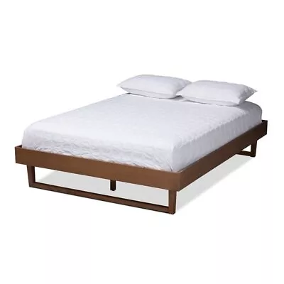 Baxton Studio Liliya Mid-Century Wood Queen Platform Bed In Walnut Brown • $234.99