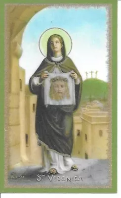 Holy Card Of Saint Veronica Plus A 1  Medal Of St. Veronica Holding The Veil • $5.50
