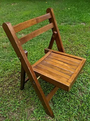 Vintage 21  Solid Maple Child's Flat-Folding Deck Chair W/Slatted Seat • $149.50