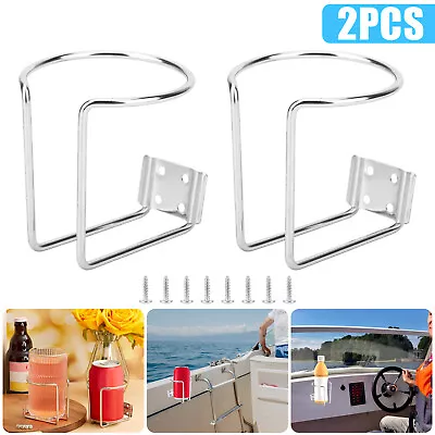 2x Universal 3.15  Stainless Steel Boat Ring Cup Drink Holder For Yacht Truck RV • $13.48