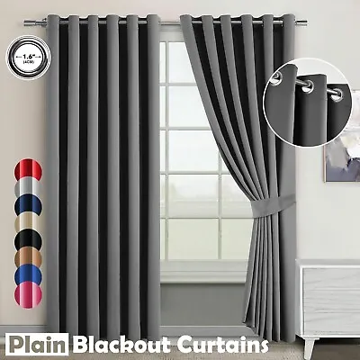 Thermal Blackout Curtains Eyelet Ring Top Or Pencil Pleat Bedroom Window Curtain • £38.99