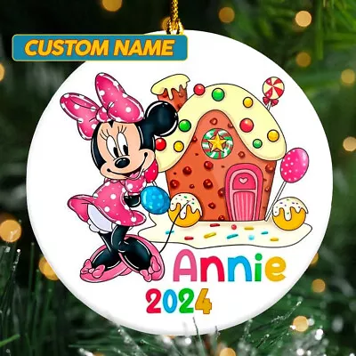 Personalized Minnie Mouse Welcome To Christmas Holiday 2024 Circle Ornament • $12.15