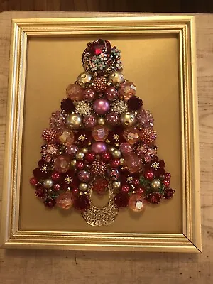 Vintage Jewelry Art Christmas Tree Framed • $58