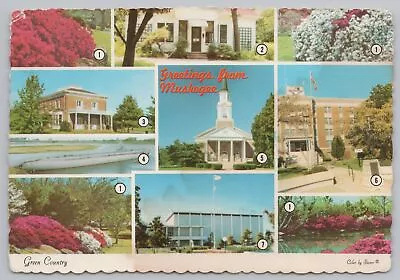 State View~7 Views Of Muskogee Oklahoma Key On Back~Continental Postcard • $1.35