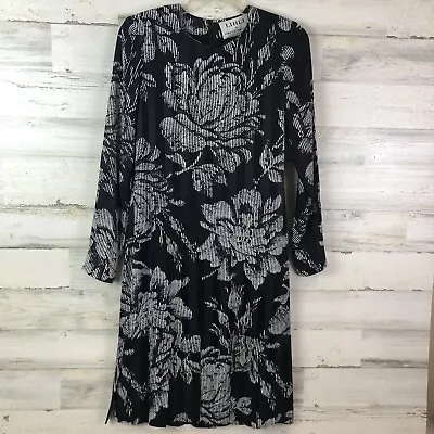 Vintage LIHLI At Saks Fifth Avenue 100% Silk Dress Black & White Floral • $15