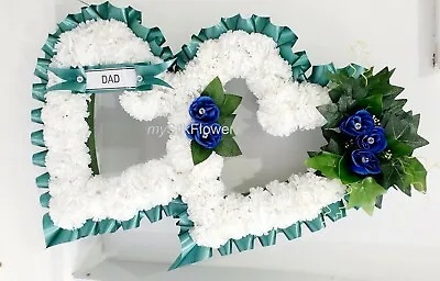 Artificial Silk Funeral Double Open Heart Wreath Tribute Flower Memorial Nan Sis • £49.99