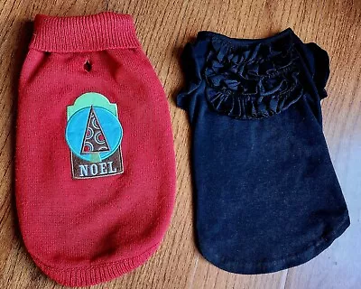 Set-of-2 ZACK & ZOEY Black/red Dog T-shirt Sweater (S/M) NOEL Christmas • $6.99