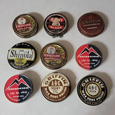 Vintage Lot Of 9 Shoe Polish Tins Shinola KIWI  Griffin Esquire Wolverine  • $29.99