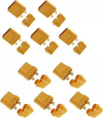 Amass - XT90 Male To Female Connector Plug 5 Pair Set - Gold Plated  • $17.99