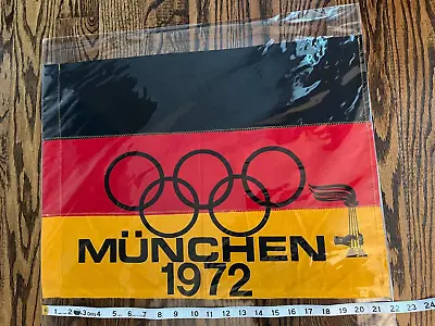 Rare Original 1972 Munich Summer Olympics Nos Flag With Picture Of Torch-nice! • $85