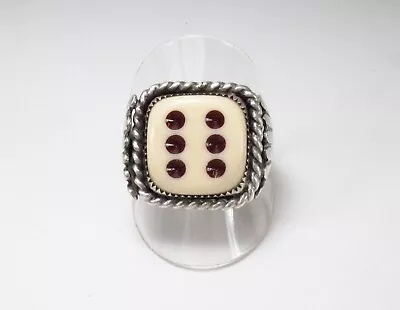 Pre-Owned Perilin USA Southwestern Sterling Silver # 6 Dice Signet Ring Sz 10 • $169.95