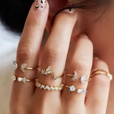 2024 Fashion Women Boho Color Gold Finger Knuckle Rings Set Party Jewelry Gift • $2.25