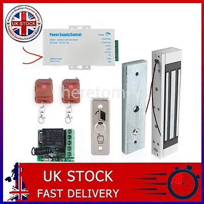 Door Access Control System Electric Magnetic Lock 2 Wireless Remote Controls UK • £79.98