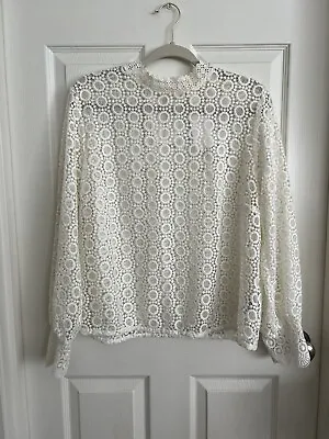 H&M White Lace Long Sleeves Top Sz 14 NWT • $30