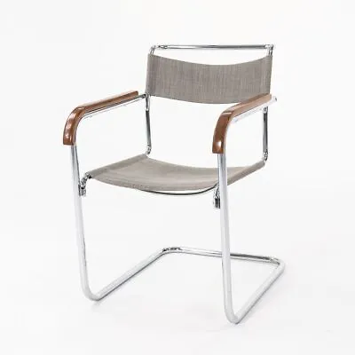 1950s Marcel Breuer B34 Dining Arm Chair For Gebruder Thonet In Canvas & Chrome • £2027.33