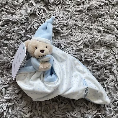 Mothercare Blue Bedtime Bear Rattle Comforter / Blankie / Soother / Hug Toy Star • £19.99