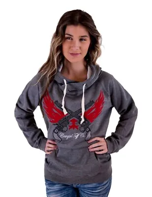 Cowgirl Tuff Western Sweatshirt Womens Hoodie Pullover Gray SIG2312 • $59.94