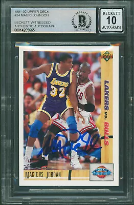 Lakers Magic Johnson Signed 1991 Upper Deck #34 Card Auto 10! BAS Slabbed • $129.99