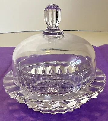 Mikasa  Medium Crystal Covered Round Butter Dish Salina Pattern Cloche Vintage • $40