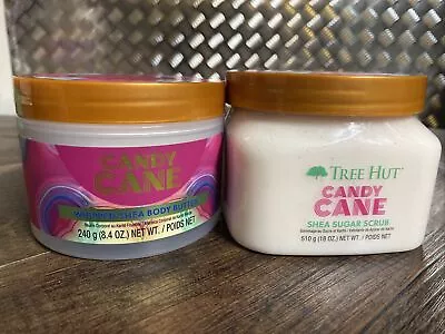 $19.99 • Buy Set Of 2 Tree Hut Candy Cane Shea Sugar Scrub &Whipped Shea Body Butter 8 / 18oz