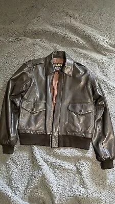 US WINGS A-2 BRW Leather 1995 FLIGHT Jacket Siz XL NEW  VINTAGE USA Goatskin • $100