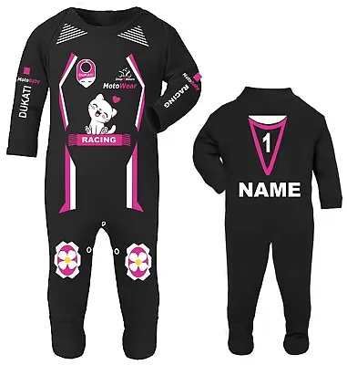 Motorcycle Baby Biker Babygrow Dukati Pink Racing Race Romper Suit Customised • £29.99