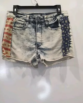 MOSSIMO SUPPLY CO Stars & Stripes USA FLAG High Rise Jeans Shorts Sz  11 • $12.96