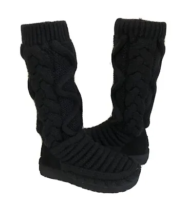 UGG CLASSIC TALL CHUNKY KNIT BLACK CARDY BOOT Sz  US 9 / EU 40 / UK 7 • $175