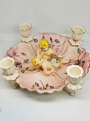 Vintage Candle Holder Bowl With Cherubs • $35