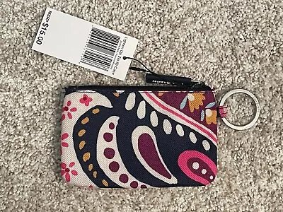  NWT Vera Bradley Lighten Up Zip ID Case Wallet Keychain Painted Paisley • $9.50