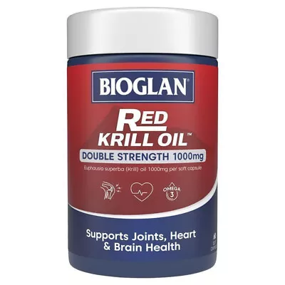 BIOGLAN Red Krill Oil Double Strength 1000mg 60 Soft Capsules • $35.56