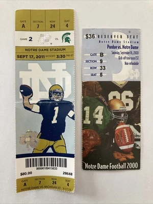 $2.99 • Buy Notre Dame Football Tickets Stubs 2000 And 2011￼