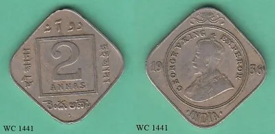 British India 2 Annas 1936 (George V) Coin • $12.24