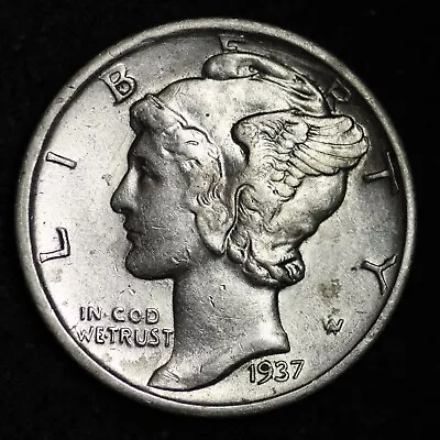 1937-D Mercury Silver Dime CHOICE FREE SHIPPING W54 YH • $27.44