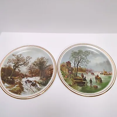Pair Of Pall Mall Ware Landscape In Winter Bone China Plates 16cm • £12