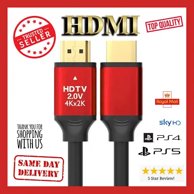 Premium 4k Hdmi Cable 2.0 High Speed Gold Plated Lead 2160p 3d Hdtv Uhd Ultra Hd • £2.99