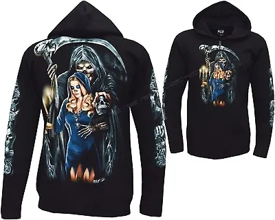 £24.99 • Buy New Grim Reaper Biker Lady Glow In The Dark Zip Zipped Hoodie Hoody Jacket M-3XL