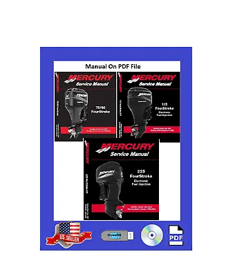 Mercury Service Manual 75/90/115/225 4 Stroke PDF • $14.95